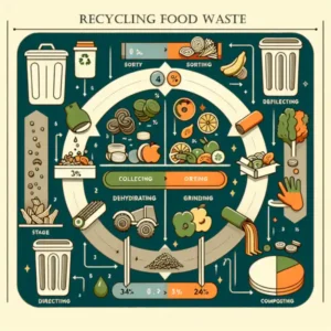 An inforgaphic image by AI showing food a concept like the waste separation efficiency cycle.