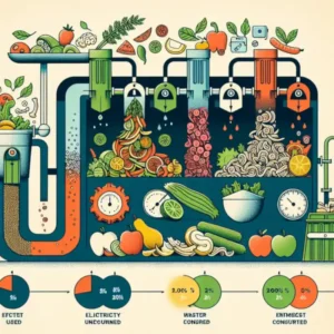 An artistic perspective on Efficiency Metrics in Food Waste Processing.