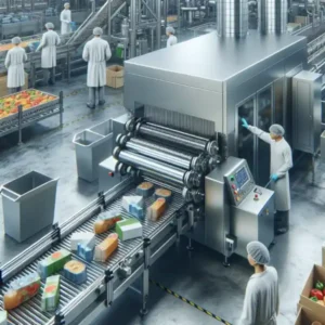 A vision of modern food waste management depackaging equipment by AI.